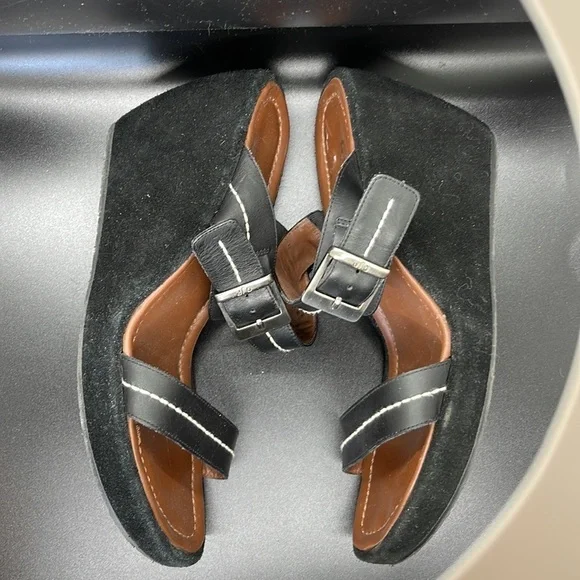 Donald Pliner Black Leather Double Straps Buckle Sandals. Size 8.5. D3/A1918 - Picture 4 of 8